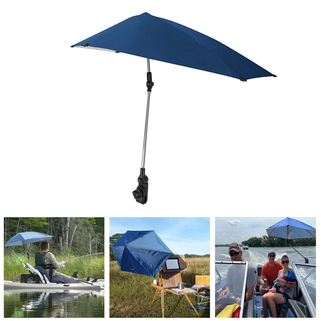 

Umbrella Adjustable UPF Protection] Canopy Parasol Chair Clamp-on Hiking 50+ Sunshade Golf Shelter For