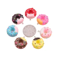 10pcs 24x21mm donut resin pendants colorful charms beads for making jewelry earring necklace keychain diy kids accessories