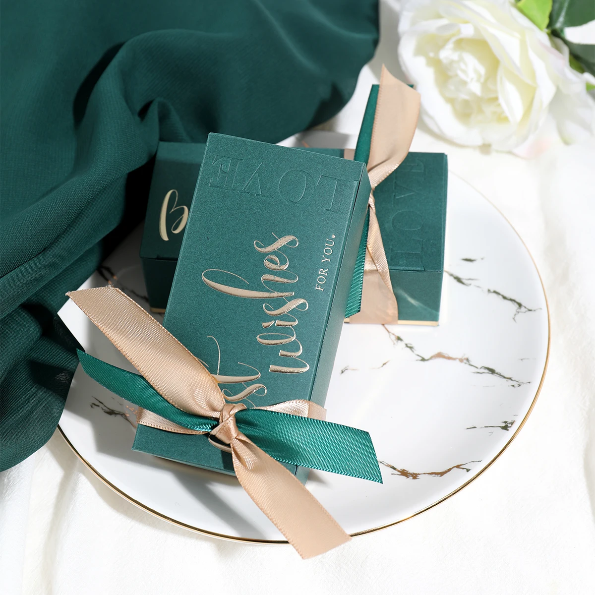 5 шт. бумажная коробка для конфет с бронзовым узором в форме сердца Подарочная