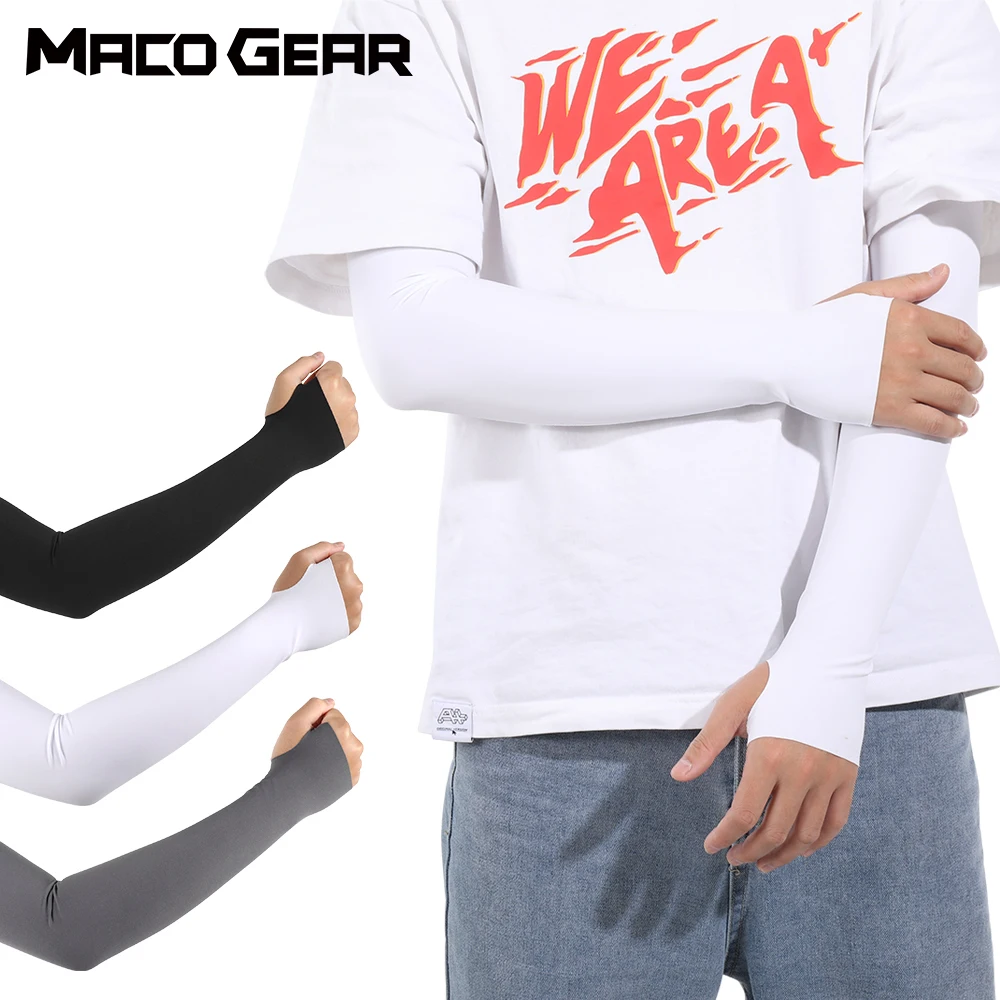 

Summer Ice Silk Breathable Arm Warmer Cycling Running Outdoor Sports Finger Sleeves UV Protection Fishing Hiking Hand Covers Men