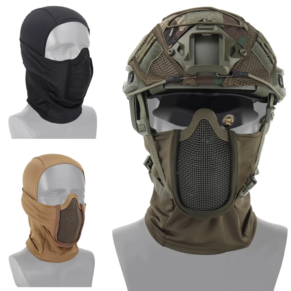 

Tactical Full Face Mask Balaclava Cap Motorcycle Army Airsoft Paintball Headgear Metal Mesh Hunting Protective Mask CS Cosplay