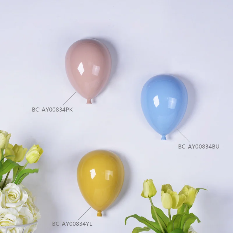 

white Big pendant fashion Nordic light luxury balloon shape ceramic wall hanging crafts home model room soft decorations