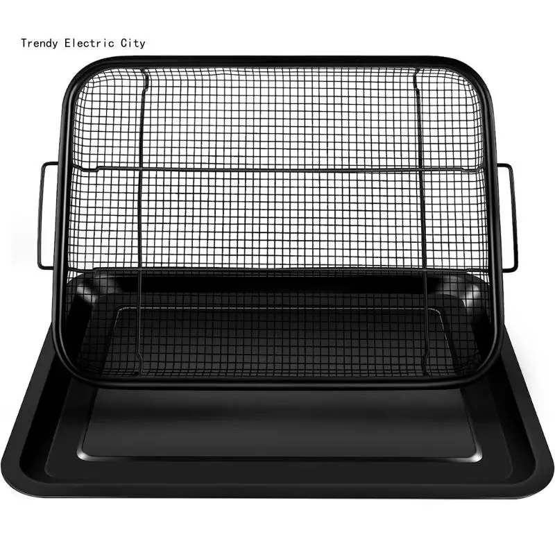 

R9CD StainlessSteel Air Fryer Crisping Basket Rack Tray Set Healthy Cooking for Fries