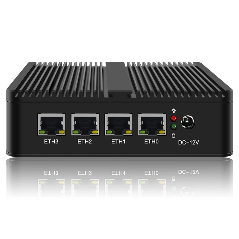 Безвентиляторный четырехъядерный мягкий роутер Intel N2840 Mini PC 4 LAN HD-MI VGA pfSense