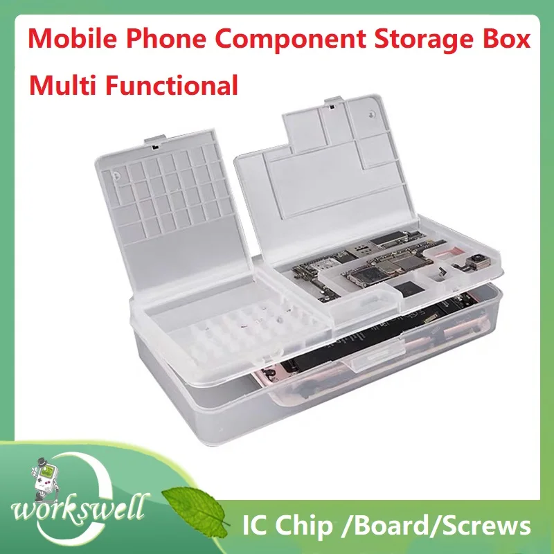 

Multi Functional Mobile Phone Component Storage Box For IC Chip Repair Parts Tools Container Screws Organizer Cell Phone Box