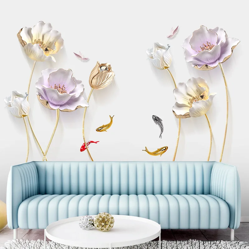 

Large 3d Wall Sticker Decorative Flowers Furniture Tile Wallpaper Baby Room Decoration Autocollants Muraux Room Decor Aesthetic