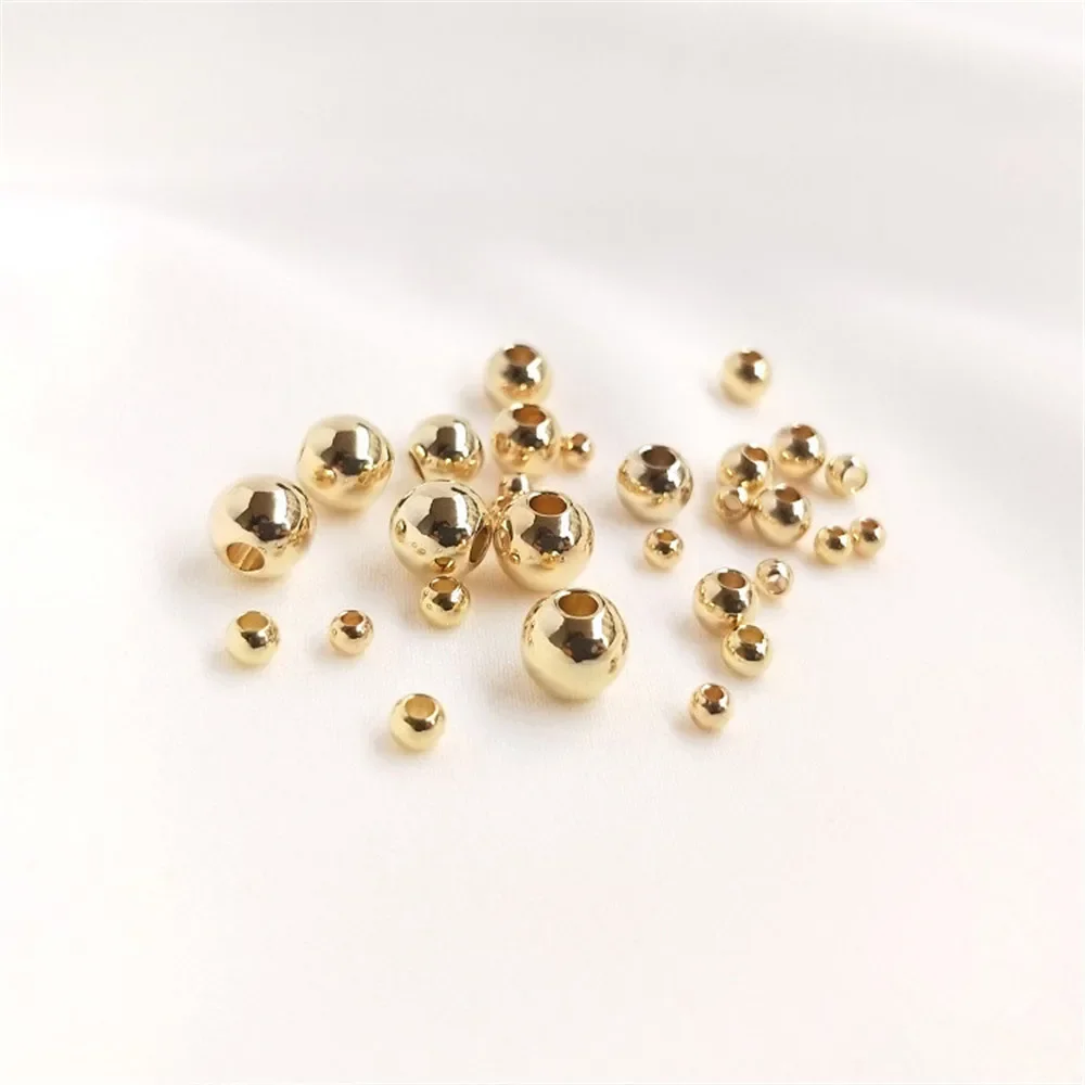 10 шт. 2 5/3/4 мм 14 К позолоченные круглые бусины свободные DIY браслет первые