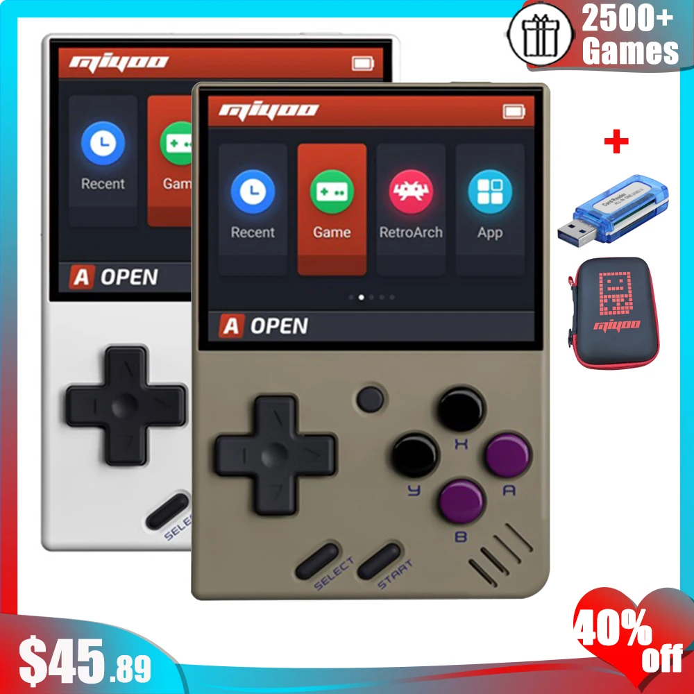 

Miyoo Mini Video Game Consoles Retro Protable Gaming Handheld Console 2.8 Inch IPS HD Screen 2500 Games with Tetris Gift for Boy