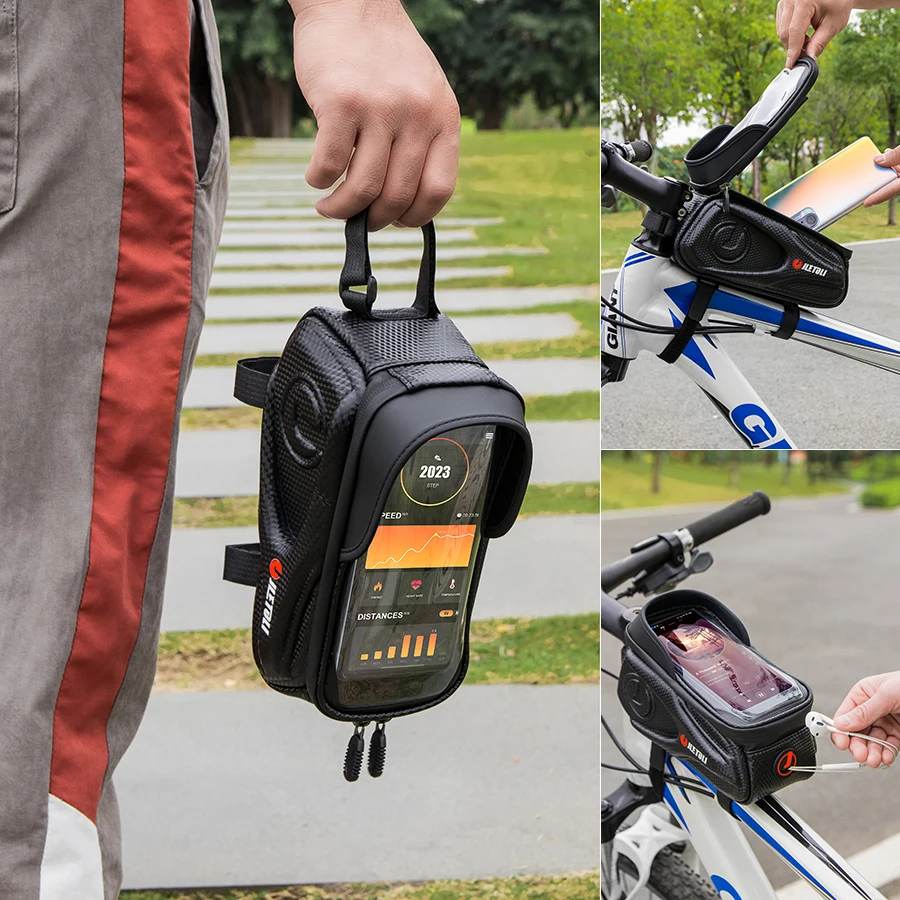 jletoli bicycle bag waterproof touch screen cycling bag with sun visor bike top tube bag 6 7inch phone case mtb accessories free global shipping