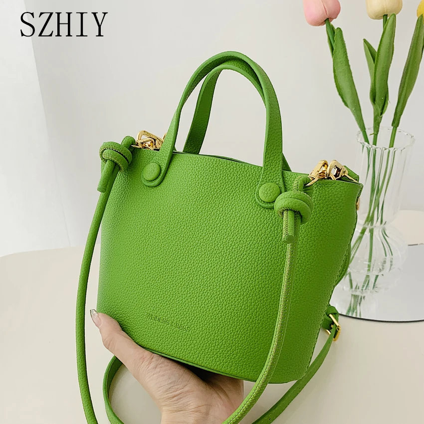 

Luxury Designer Handbag for Women PU Leather Shoulder Bag 2022 New Tote Sac De Voyage Bucket Crossbody Purse Summer Solid Bolso