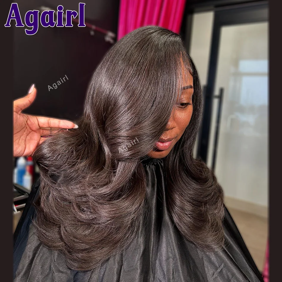 Фото Рыжий Коричневый 200 Плотность 13x6 13x4 Прозрачные Парики Фронта Шнурка Человеческих Волос Предварительно Сорванные Объемные Волны Парик Фронта Шнурка для Женщин 30 Дюймов №3