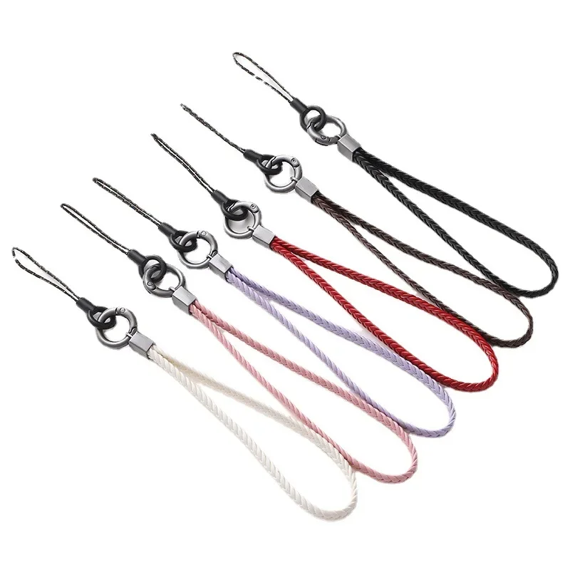 Плоский Плетеный ремешок для мобильного телефона креативная кожаная веревка на