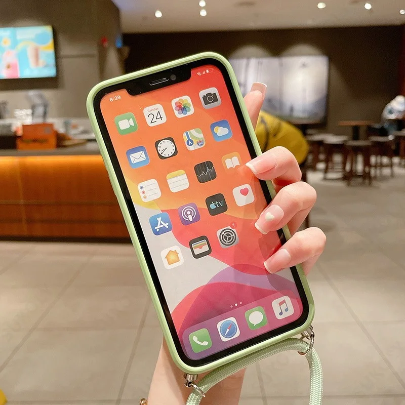 Liquid Silicone Lanyard Case For Redmi Note 12 11 Pro 10 9 Mi 12T Pro Poco X5 Pro X3 Mi 11 Lite Case Neck Strap Rope Cord Cover
