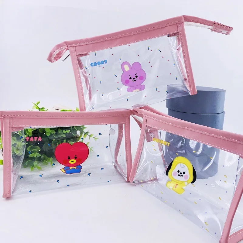 

Cartoon Tata Mang Rj Pencil Cases Transparent Pencil Bags Cosmetic Bag Storage Kawaii Student Stationery High Capacity Fashion