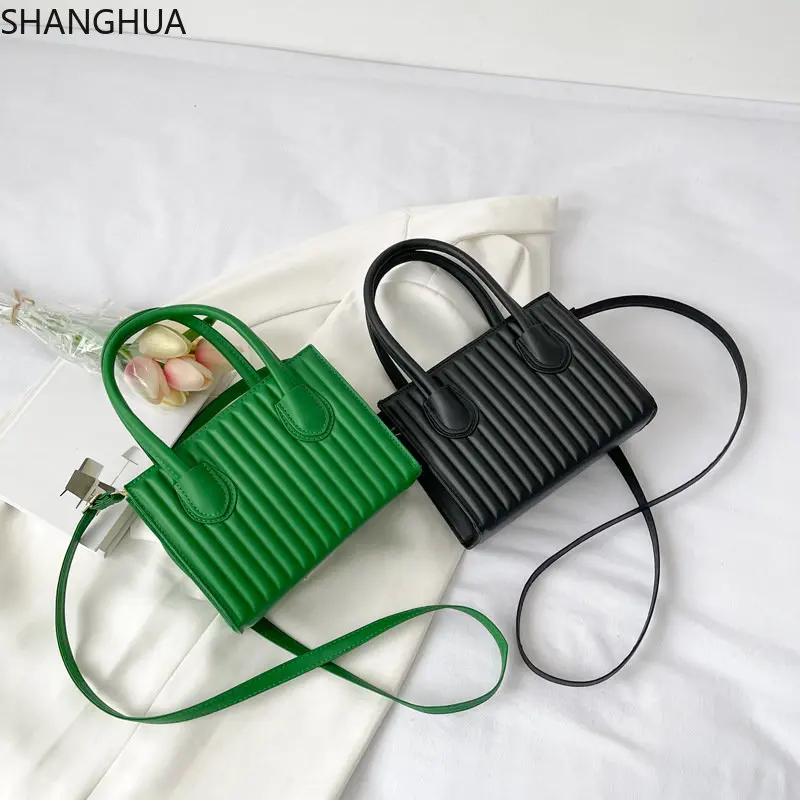 

SHANGHUA диагональные сумки для женщин новый тренд pu плиссированная маленькая квадратная сумка темпераментные дикие летние повседневные коше...