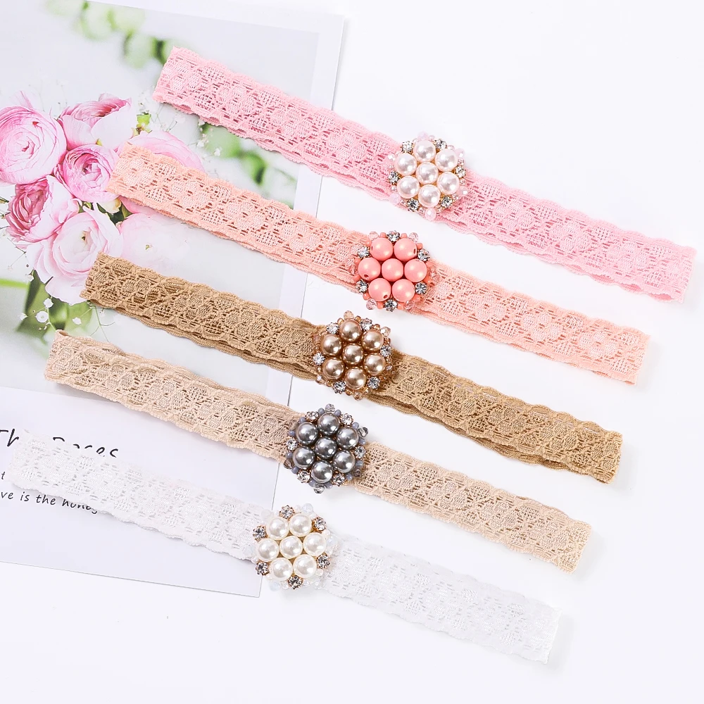 

Lace Pearl Headband For Children Bands Luxury Princess Hair Band Kids Baby Hair Accessories Rhinestone For Girls Popular