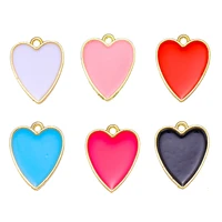 20pcs 1317mm colorful heart enamel charm for jewelry making necklaces bracelet woman stylish earrings diy necklaces accessories