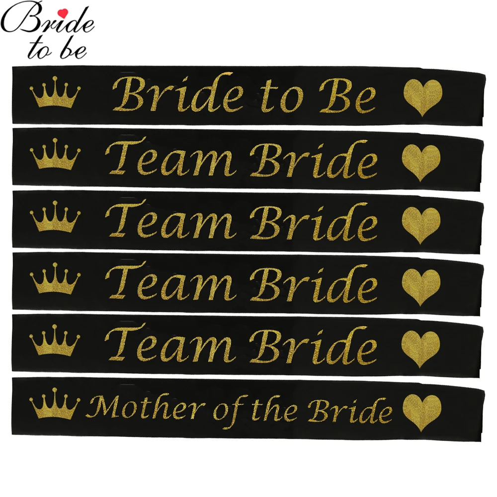 

1 Set Black Bride to Be Sash Bridesmaid Team Bride Mother of the Bride Sashes for Hen Party Wedding Team Bridal Show Decorations