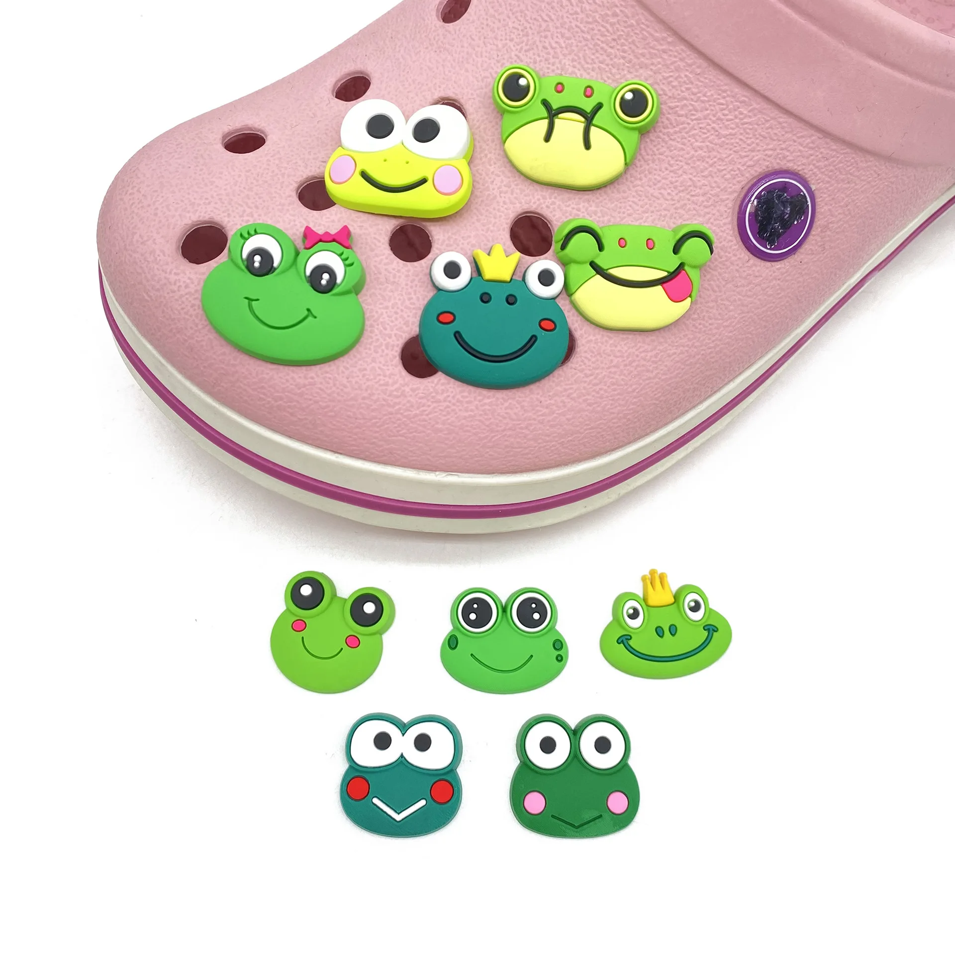Фото Декоративные пряжки-шармы серии «Лягушка» для обуви Crocs, аксессуары для сандалий, DIY, модные игрушки в стиле Y2K, аниме, мультфильмы, милые кавайные украшения №3