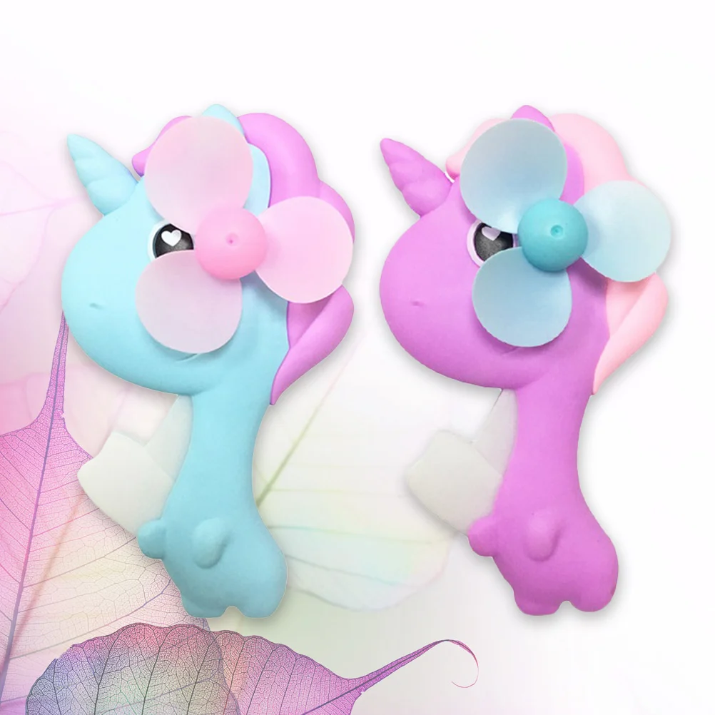 

2 Pcs Fan Lashes Child Holding Small Fan Toy Handheld Fan Fans Bladeless Fan Unicorn Small Fan Toy