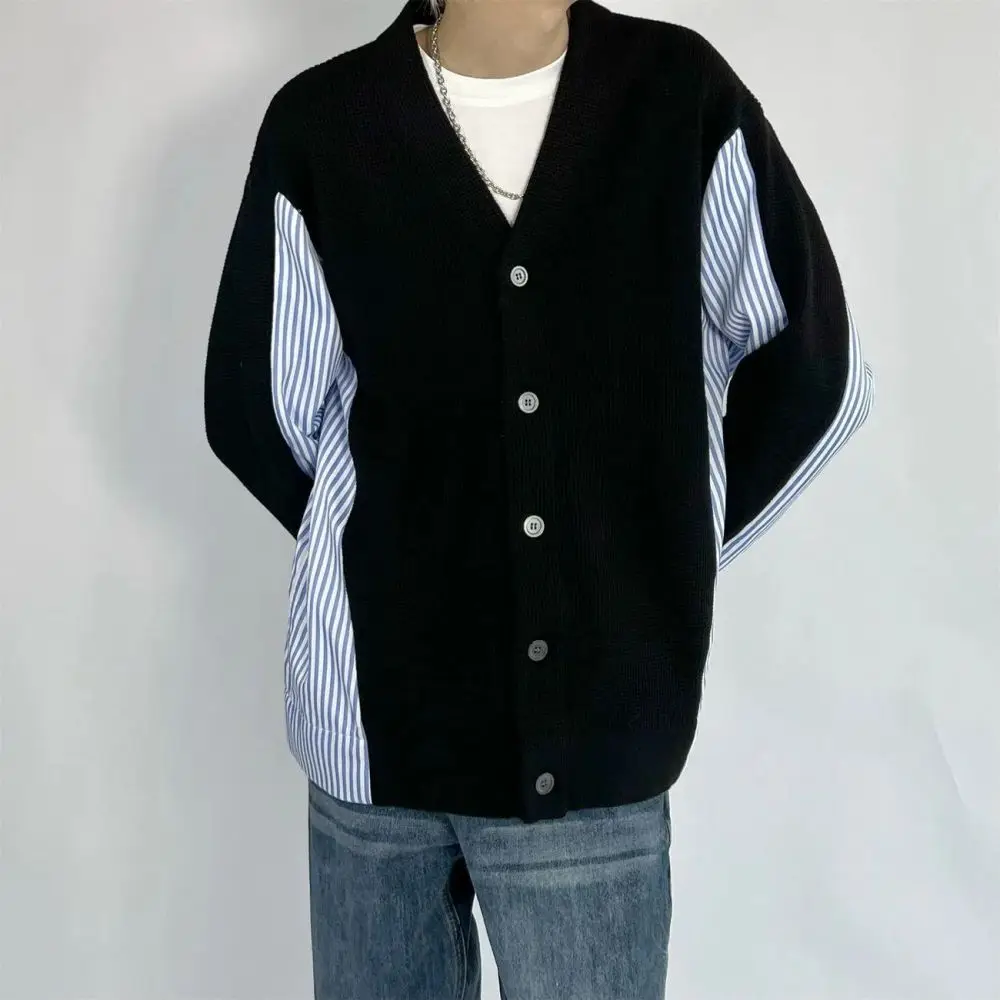 2023 Autumn New Light Luxury Fashion Long Sleeved Knitted Cardigan Sweater Men Fashion Jacket Boutique Clothing Simple Style