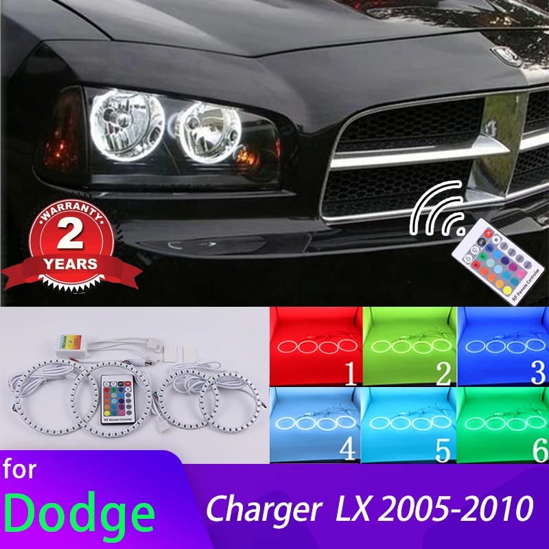

RGB multi-color RF Remote Control Halo Rings DRL LED Angel Eyes Kit For Dodge Charger LX 2005-2010 Cars Headlight Retrofit