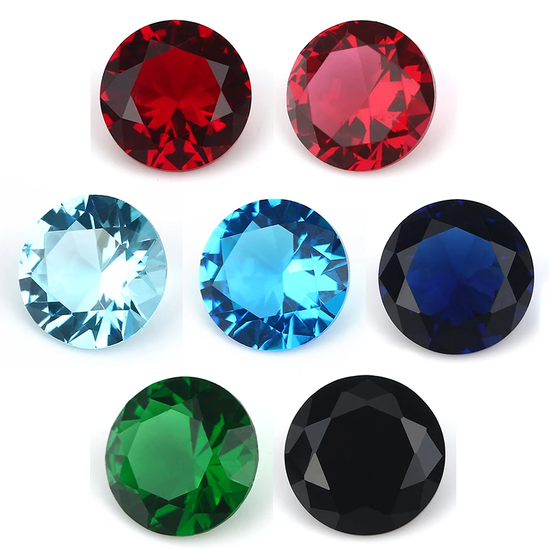 

Size 4mm~12mm Round Cut Loose Glass Stone Synthetic Gems Rose Red Sea Blue Green White Black Garnet