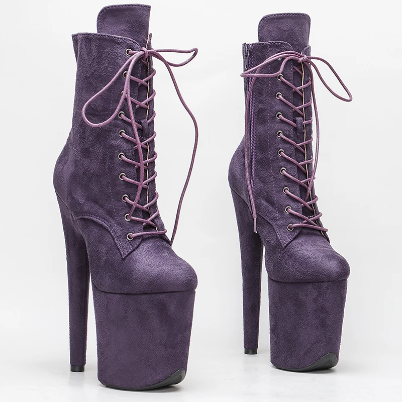 Leecabe Purple Suede 20CM/8Inch Women's Platform disco party High Heels Shoes Pole Dance boot