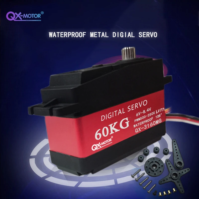 

High Torque HV Waterproof servo 60kg QX3160MG Robot servo metal gear digital servo arduino servo For RC Robot Car QX-MOTOR