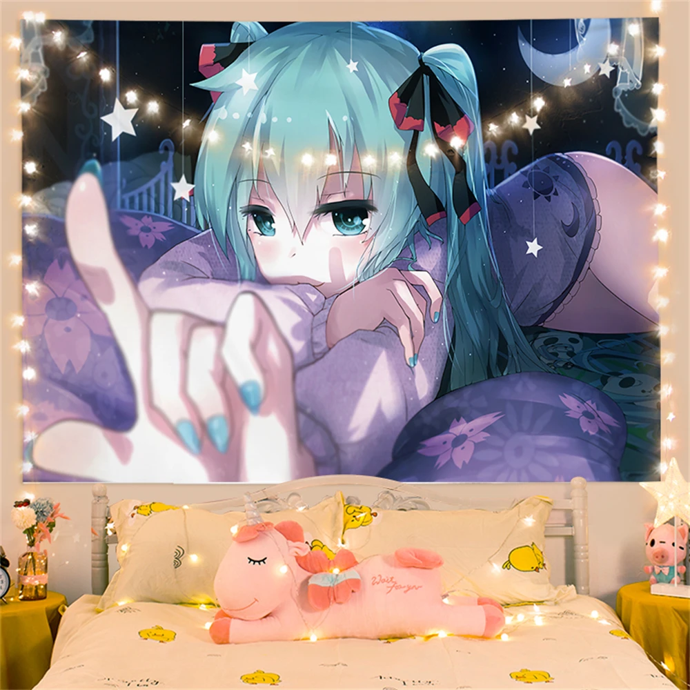 

Японский Настенный Гобелен С Аниме Для Девочек, Декоративный Фон Для Спальни, Модное Женское Украшение Для Дома, Полиэстер