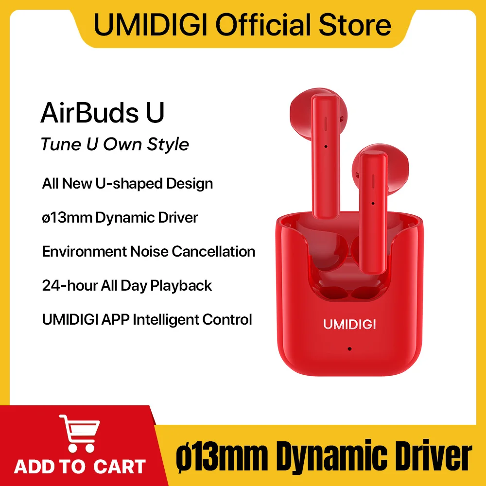 

UMIDIGI AirBuds U TWS Wireless Earphones Bluetooth 5.1 ENC Sport Noise Reduction 380mAh Headsets With Microphone