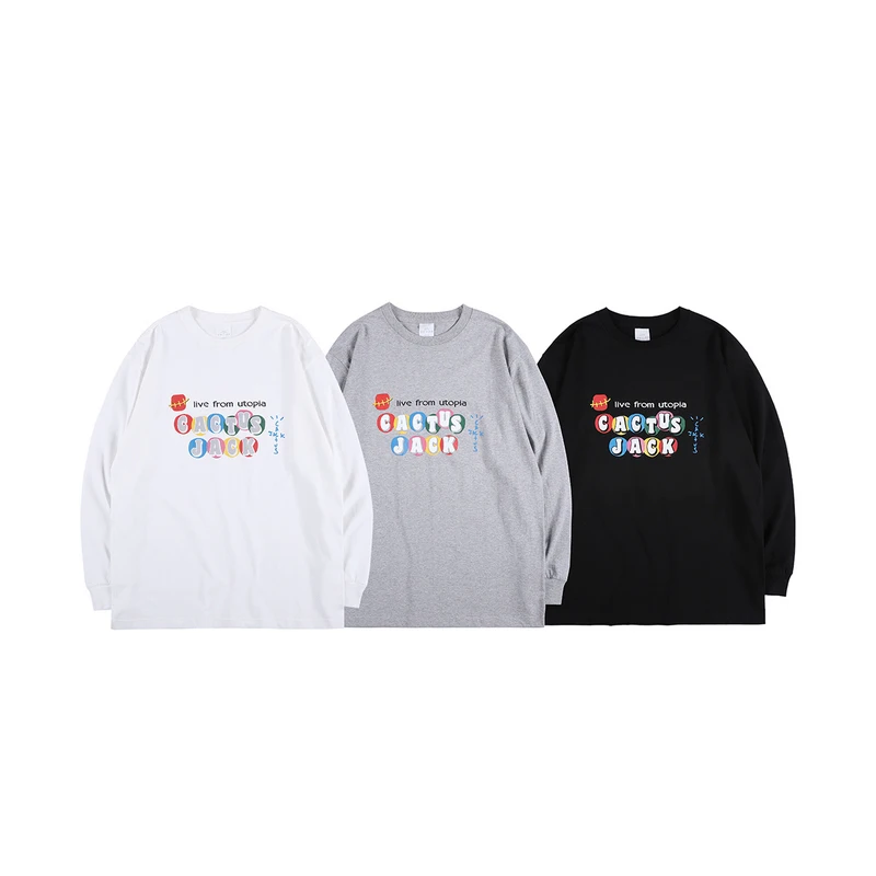 

Men Women Print T shirt Harajuku ASTROWORLD Tops Long Sleeve T-shirt luxury Men Travis Scott cactus jack Tees
