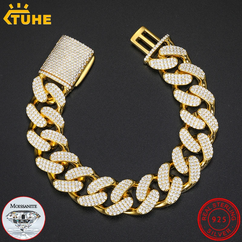 Цепочка унисекс из серебра 925 пробы с муассанитом