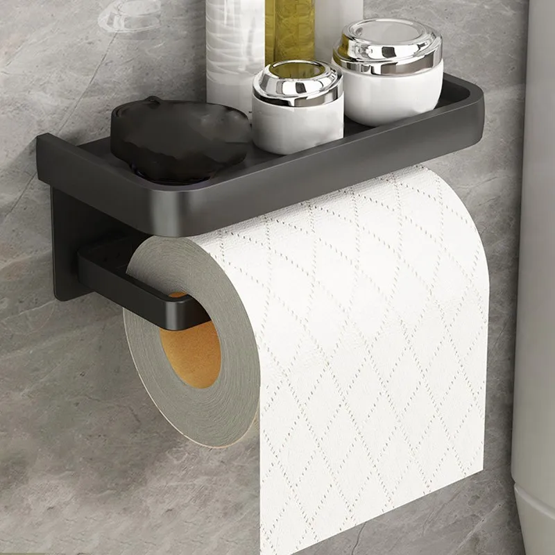 

Toilet Paper Holder Bathroom Shelves Punch-free Paper Phone Holder Towel Roll Paper Holder Storage Rack Bathroom Accessories