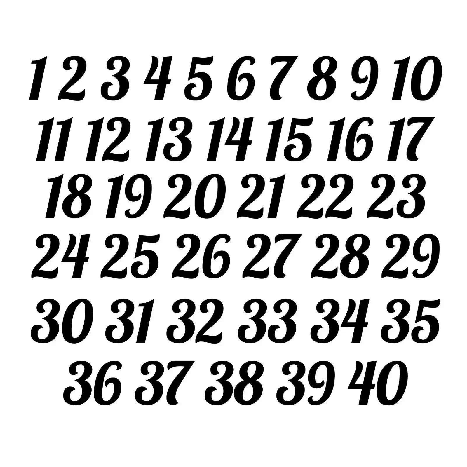 

1–40 виниловых наклеек с итальянскими цифрами