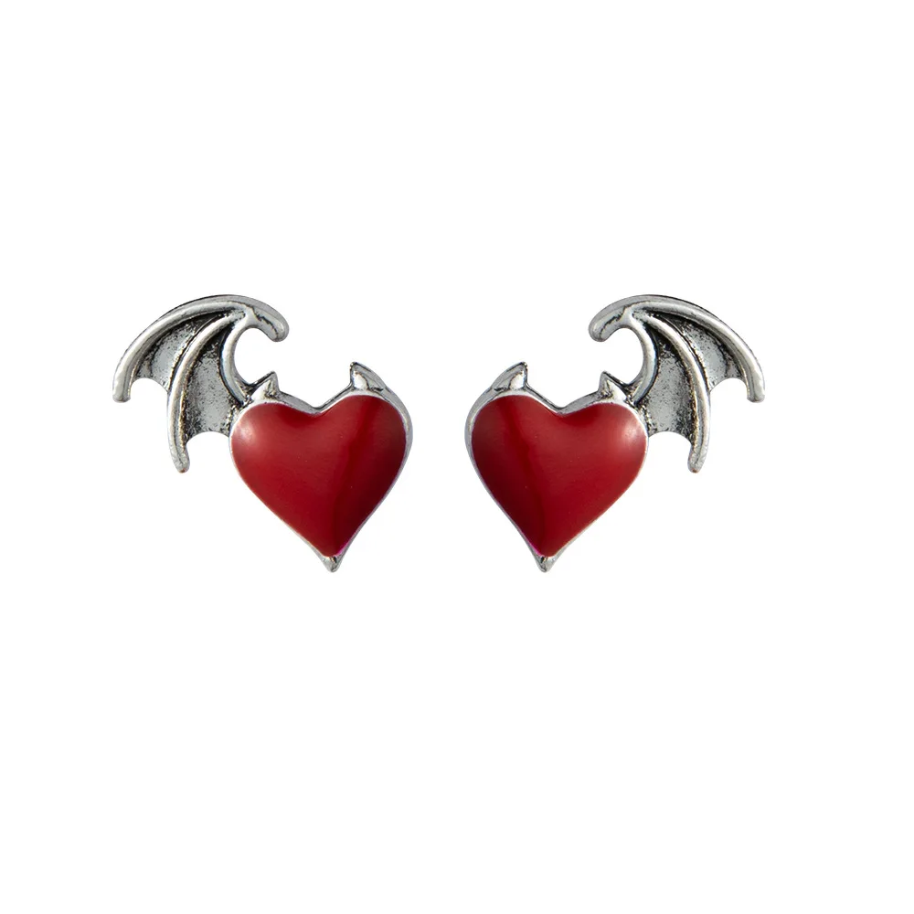 New Fashion Devil's Wings Heart-shaped Earrings Women's Earrings Jewelry Wholesale Direct Sales