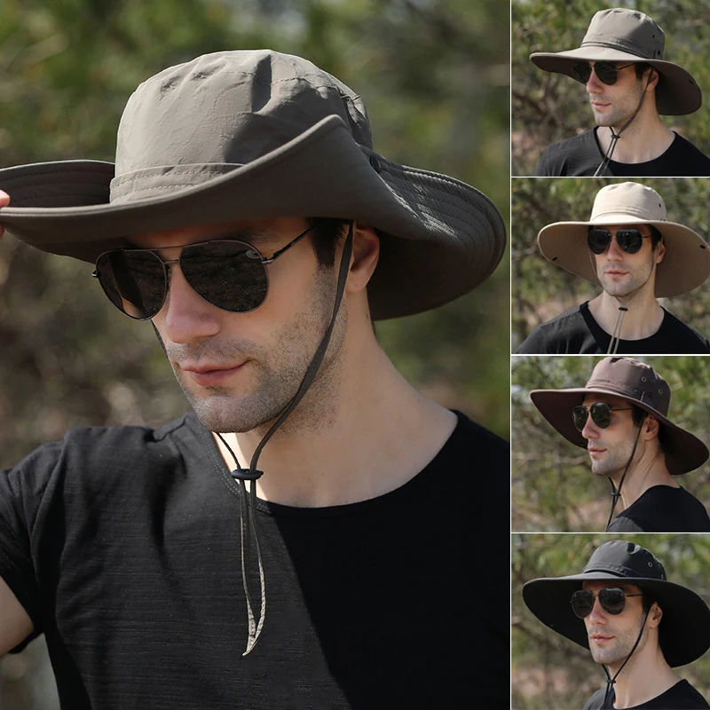 

Outdoor Folding Hat Wide Brim Summer Waterproof Quick Drying Practical Men's Sun Fisherman Hat for Hiking Exquisite Gift Nice