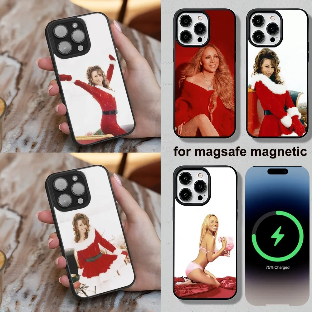 Рождественский чехол для телефона Mariah Carey iPhone 16 15 14 13 12 11 Plus Pro Max Mini Magesafe с