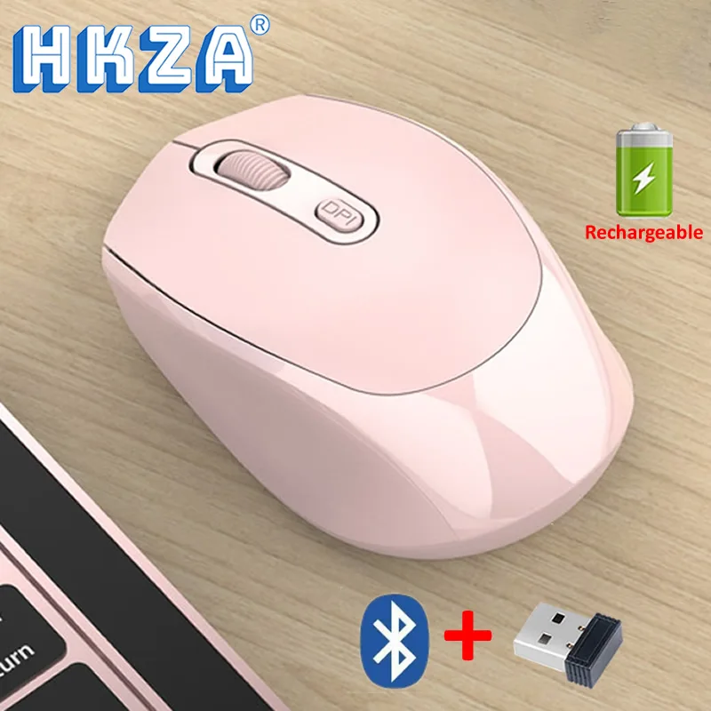 

Мышь Компьютерная HKZA аккумуляторная беспроводная Бесшумная эргономичная с поддержкой Bluetooth, 2,4 ГГц