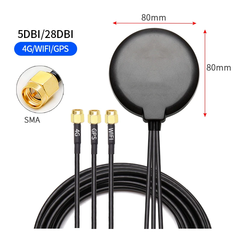 

4G wifi GPS triple antenna sma male interface RG174 1m cable GSM LTE 2.4G combined outdoor waterproof cabinet chassis antenna