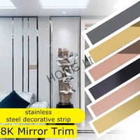 5m gold background wall ceiling edge strip living room stainless steel flat decorative lines trim decals mirrors wall sticker