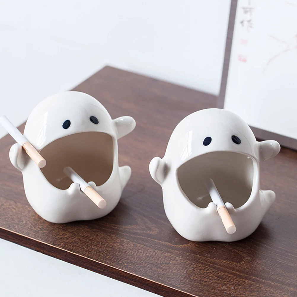 

Ceramics Unique Ashtray Decor Office Men Creative Desktop Ornament Modeling Ghost Shape