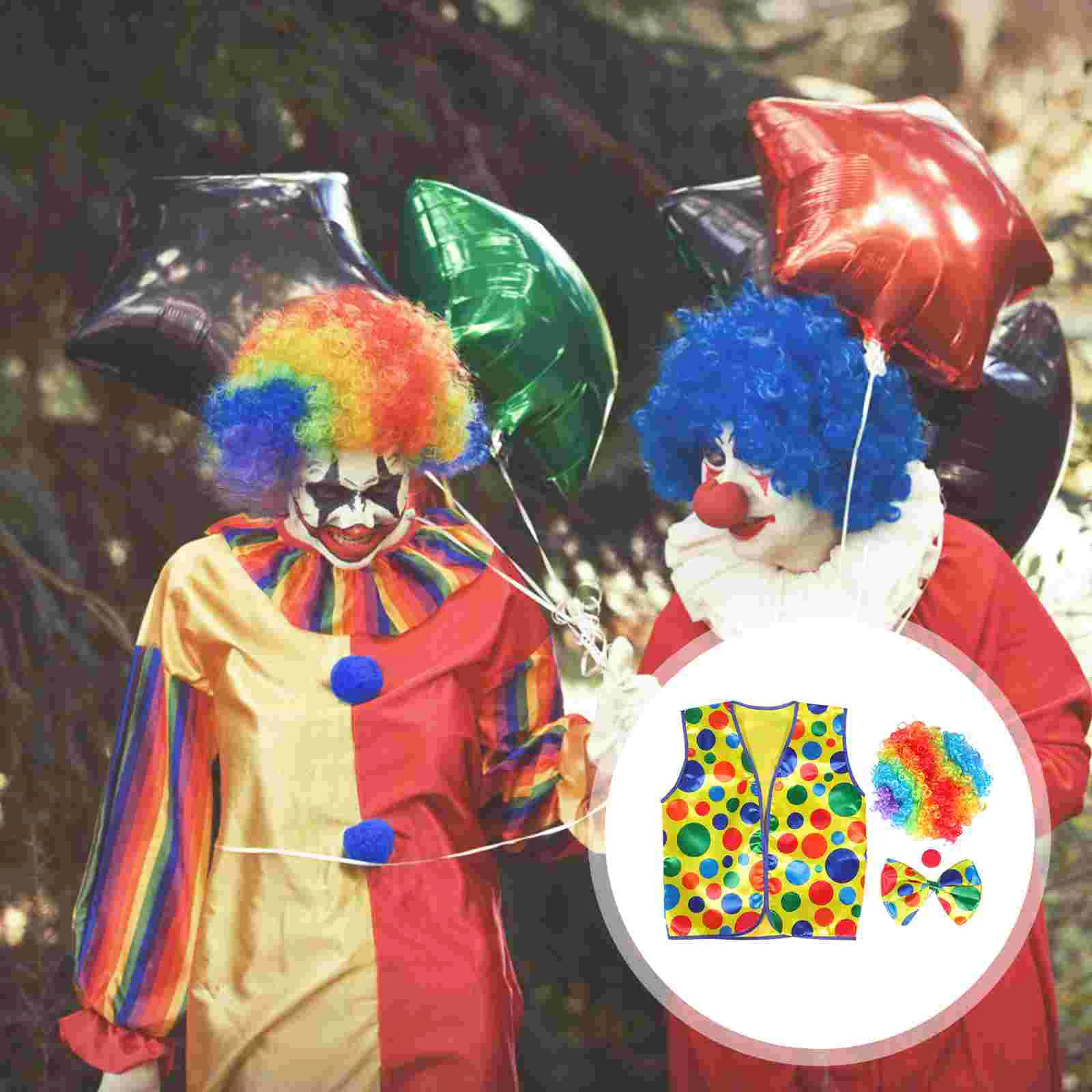 

1 комплект аксессуаров для клоуна жилет клоуна галстук-бабочка нос клоуна костюм клоуна
