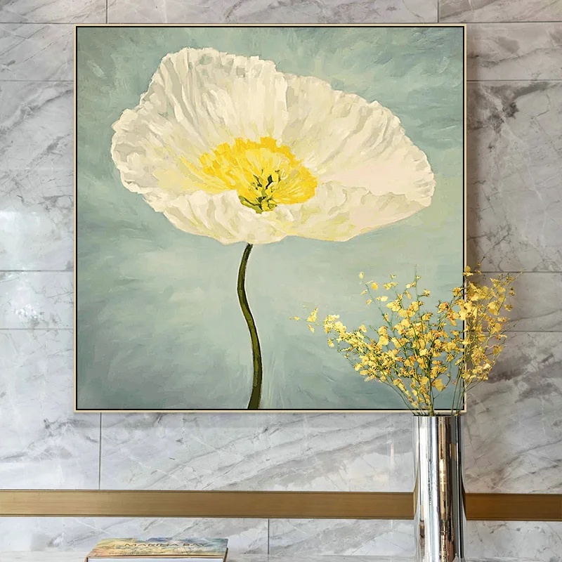 

Hand-painted Oil Painting Abstract Floral Nordic Style Decorative Painting Restaurant Hanging Painting Modern Light Luxury Mural