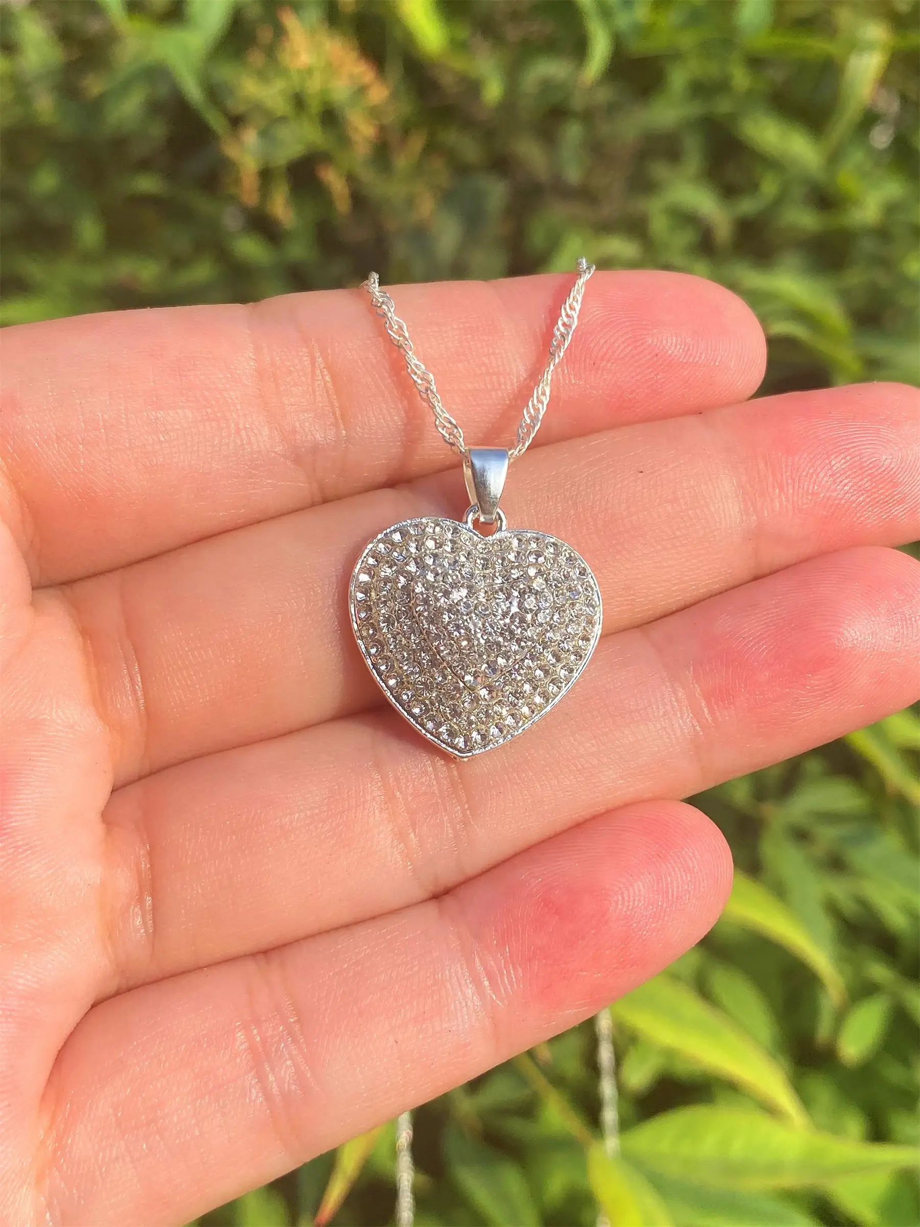 

ANGLANG Luxury Heart Pendant Necklace Bridal Wedding Shiny CZ Stone Romantic Gift Elegant Fashion Necklace Jewelry for Women