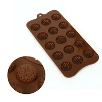 chocolate silicone mold 15 cavities chrysanthemum cookie fondant jelly pudding mold diy cake decorating tools ice cube mould