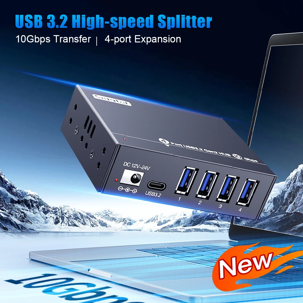 Фото A-4U32M1 4-портовый USB 3.0 хаб 10 Гбит/с для зарядки телефонов, портативные зарядные станции, USB-разветвитель №1