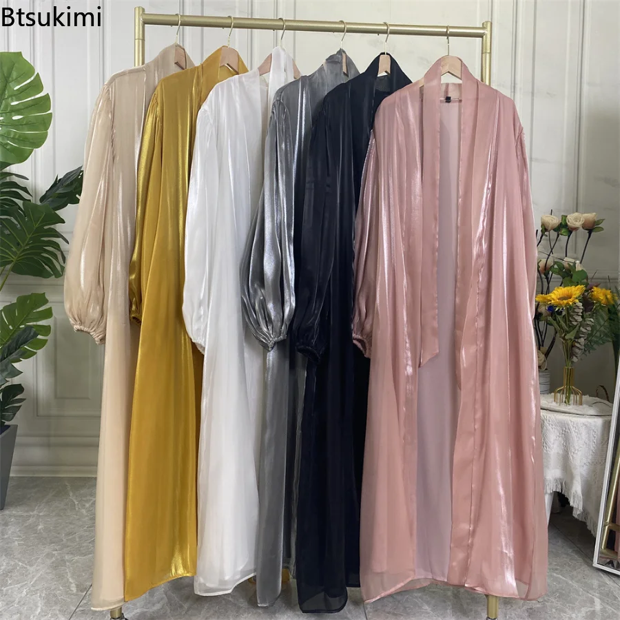 Islam Clothing Abayas for Women Dress Puff Sleeve Kaftan Open Abaya Long Robe Femme Musulmane Gowns Jilbab Khimar Ramadan Hijab