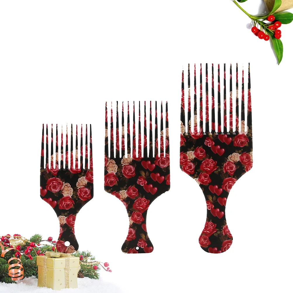 

Hair Comb Tooth Wide Picks Pick Natural Combs Salon Afro Home Styling Plastic Curly Brush Women Black Metal Hairdressing Rose