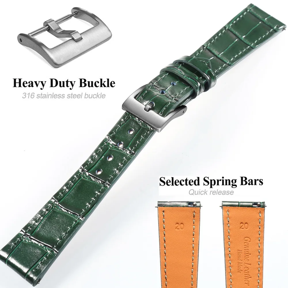 HEMSUT High Quality Genuine Leather Watch Band Quick Release Handmade Cow Leather Straps For Men 18MM 20MM 21MM 22MM